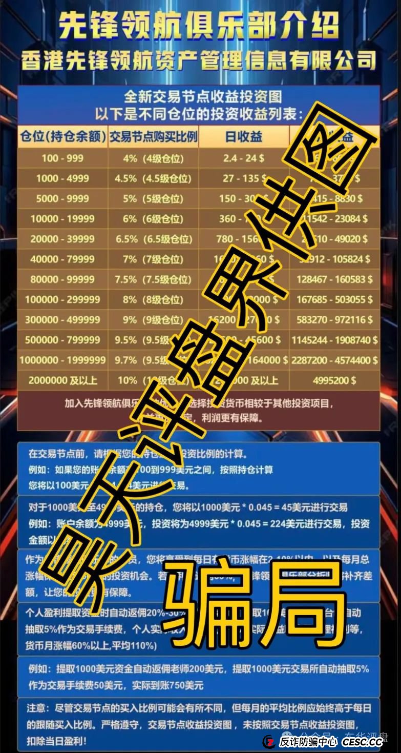 高度预警：币胜客（先锋领航俱乐部）跟单资金盘骗局，操盘手圈钱过亿，已经开始单割，即将崩盘跑路！