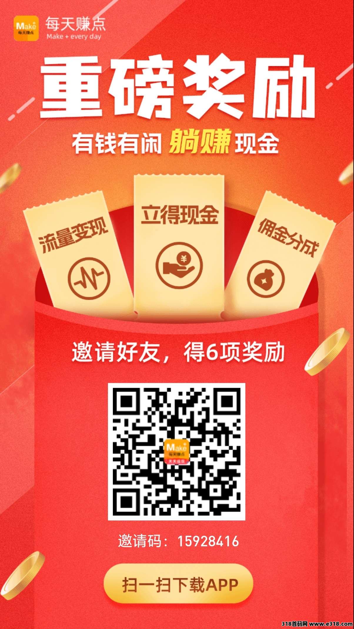 每日赚点上线，新的&#20860;&#32844;平台每邀请一个好友得奖励