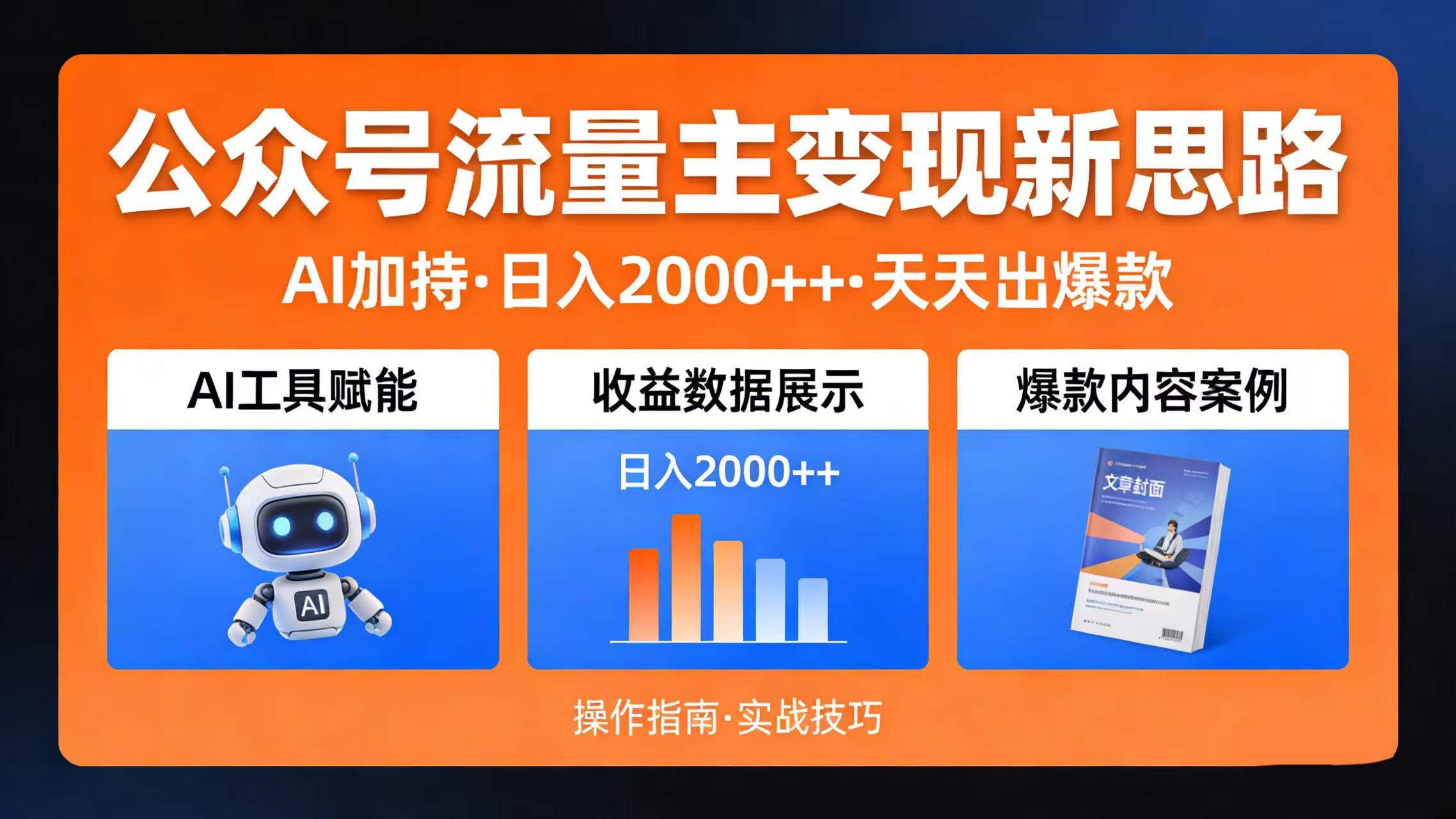 公众号流量主变现新思路:AI 加持,日入 2000++ 天天出爆款(1) 公众号流量主变现新思路:AI 加持,日入 2000++ 天天出爆款(1)