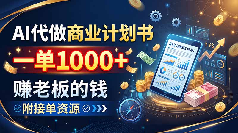 AI代做商业计划书,一单1000+,赚老板的钱,附接单资源(1) AI代做商业计划书,一单1000+,赚老板的钱,附接单资源(1)